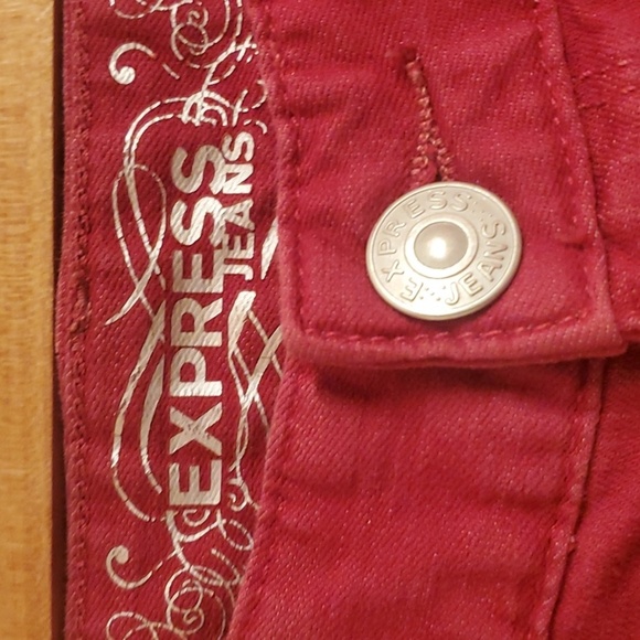 Express Red Jeans Womens Size 0 Red Zelda Slim Fit Ultra Low Rise Jeans - Picture 5 of 16